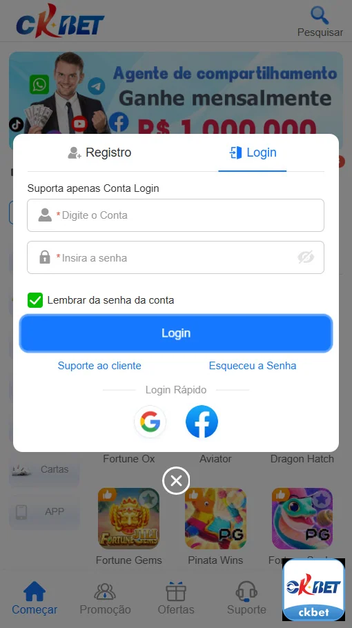 Cliente satisfeito em jogo ao vivo no Programa VIP
